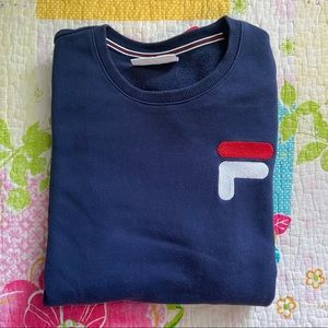 navy blue fila logo crewneck sweatshirt ❣️